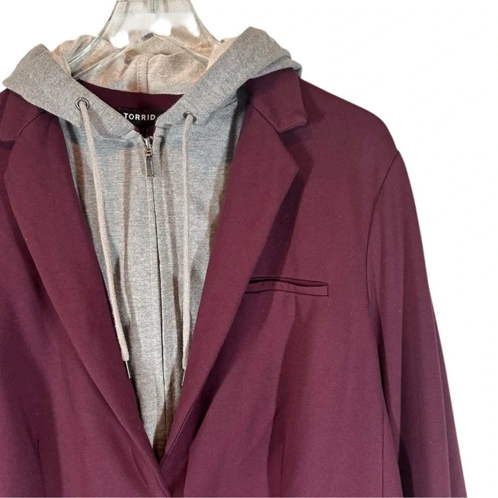 Torrid Burgundy blazer Jacket with‎ Hoodie size 3X